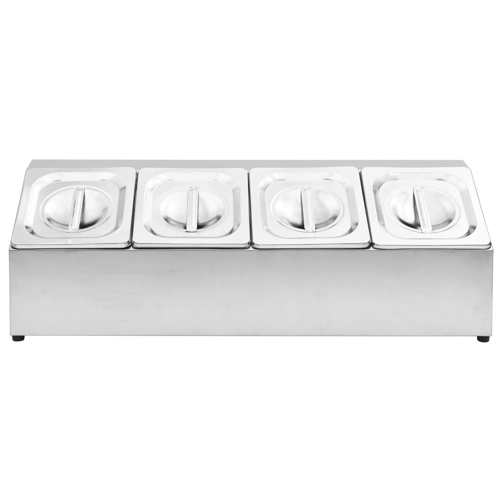 Gastronorm Container Holder with 4 GN 1/6 Pan Stainless Steel